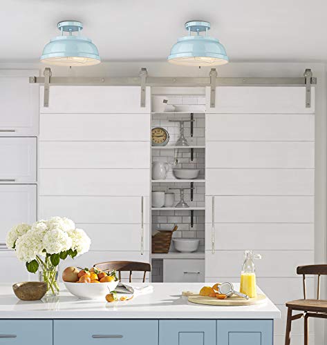 zeyu Modern Semi Flush Ceiling Light Fixture - 2-Light, Metal, Blue Finish, Model ZY29-F SF