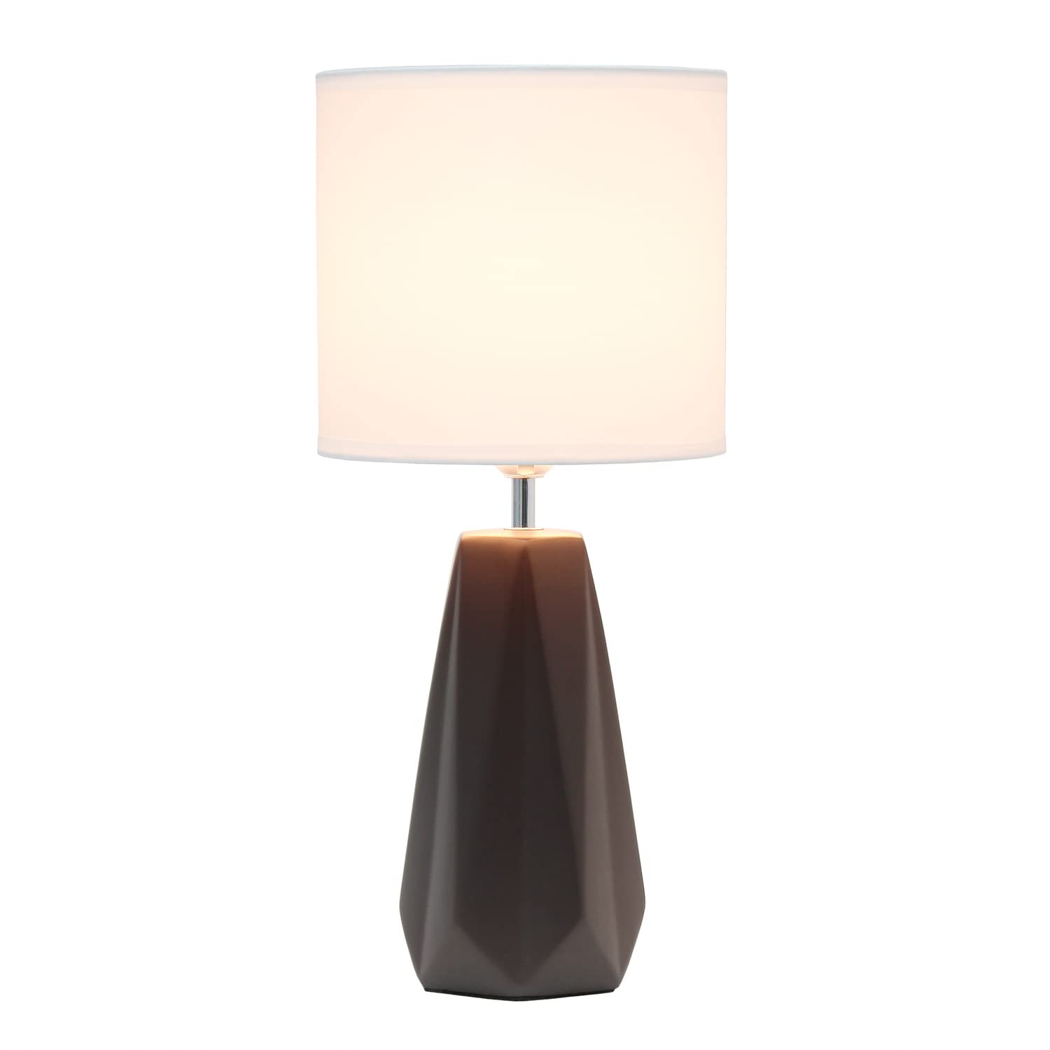 Simple Designs Ceramic Table Lamp, 8inL x 8inW x 17.5inH, Espresso Brown, Model LT2082-BWN