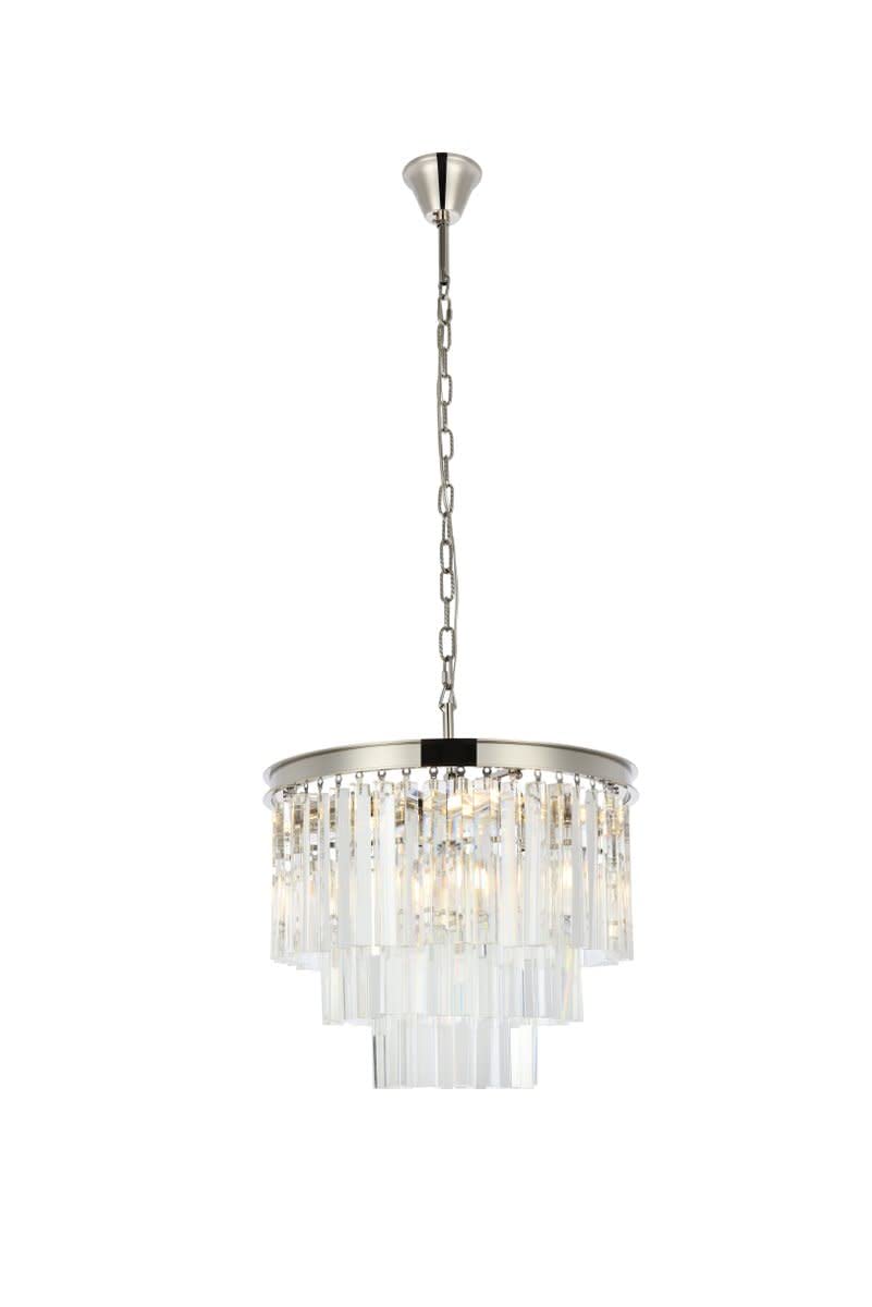 Elegant Lighting Sydney Collection 1201D20Pn/Rc 6-Light Pendant Lamp With Royal Cut Crystals, Polished Nickel Finish