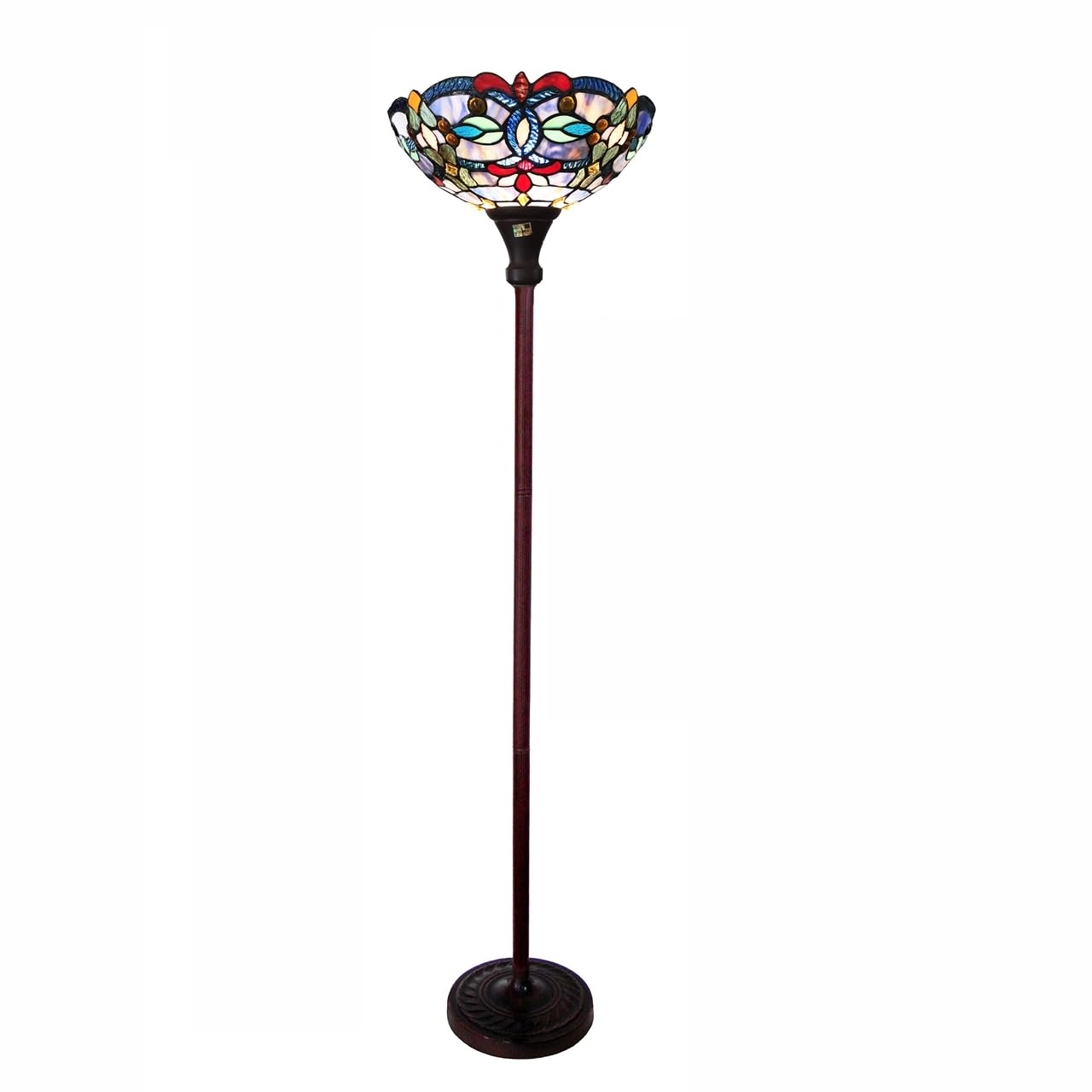 CHLOE Lighting VIVIAN Tiffany-Style Victorian Stained Glass Torchiere Floor Lamp 69 Height