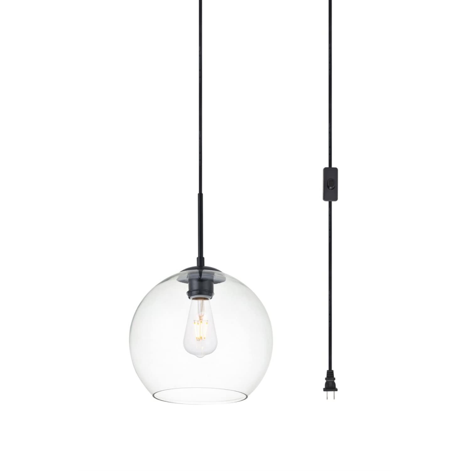 Living District Baxter 1-Light Mid-Century Metal Pendant in Black Finish