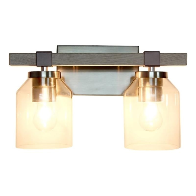 All The Rages Barnlit 2-Light Metal & Glass Vanity Fixture In Brushed Nickel