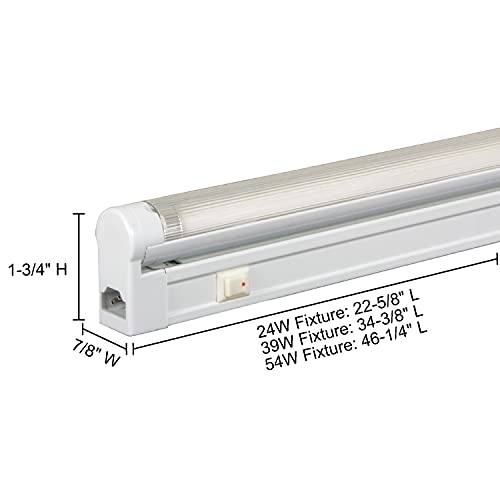Jesco Lighting Sg5Ho-24/30-W Sleek Plus Classic Grounded 24-Watt High Output T5 Light Fixture, 3000K Color, White Finish