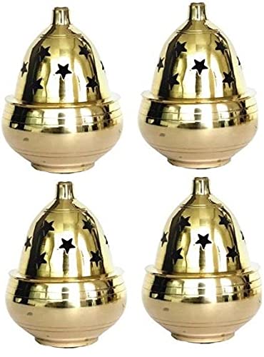 Fashion Bizz Brass Akhand Diya Magical Lantern Brass Diya Decorative Brass Crystal Oil Lamp Lantern Puja Lamp Brass Table Diya S