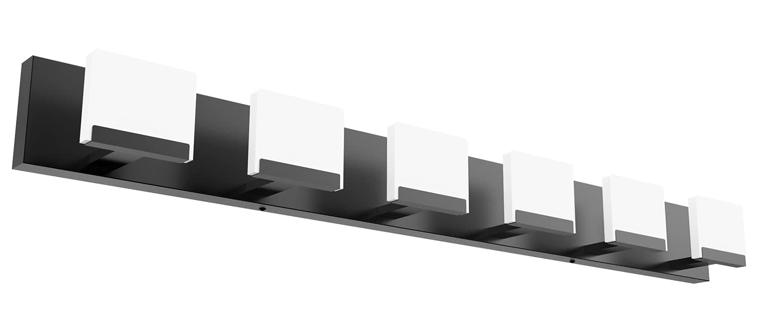 Ralbay LED Vanity Light 6-Light Acrylic Fixtures Matte Black Bathroom Lighting Model 8281-6T-black
