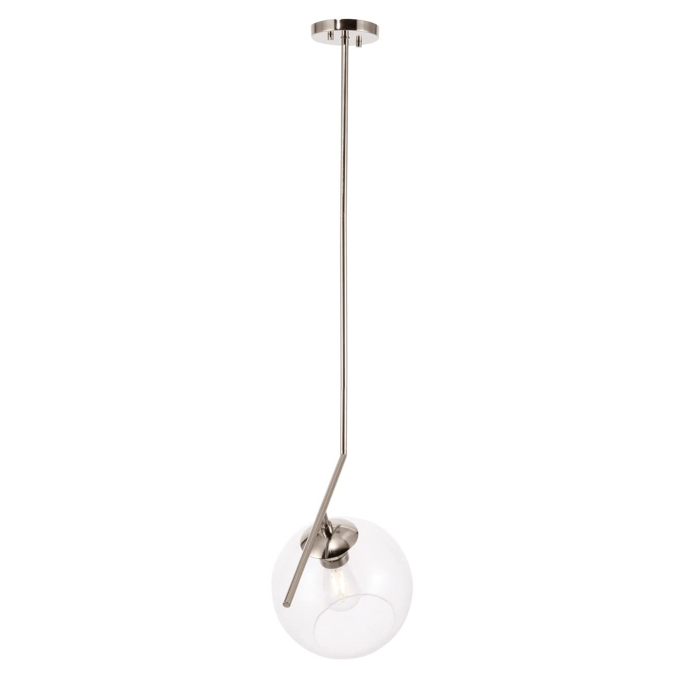 Living District Chrome Glass Pendant Light - Modern Decorative Ceiling Fixture, 1 Light