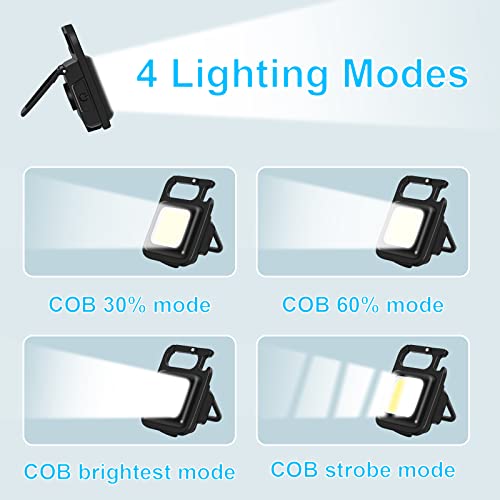 COB Mini Flashlights,GIPTIME 800Lumens Bright Rechargeable Keychain Flashlight 3 Light Modes Portable Pocket Light with Folding