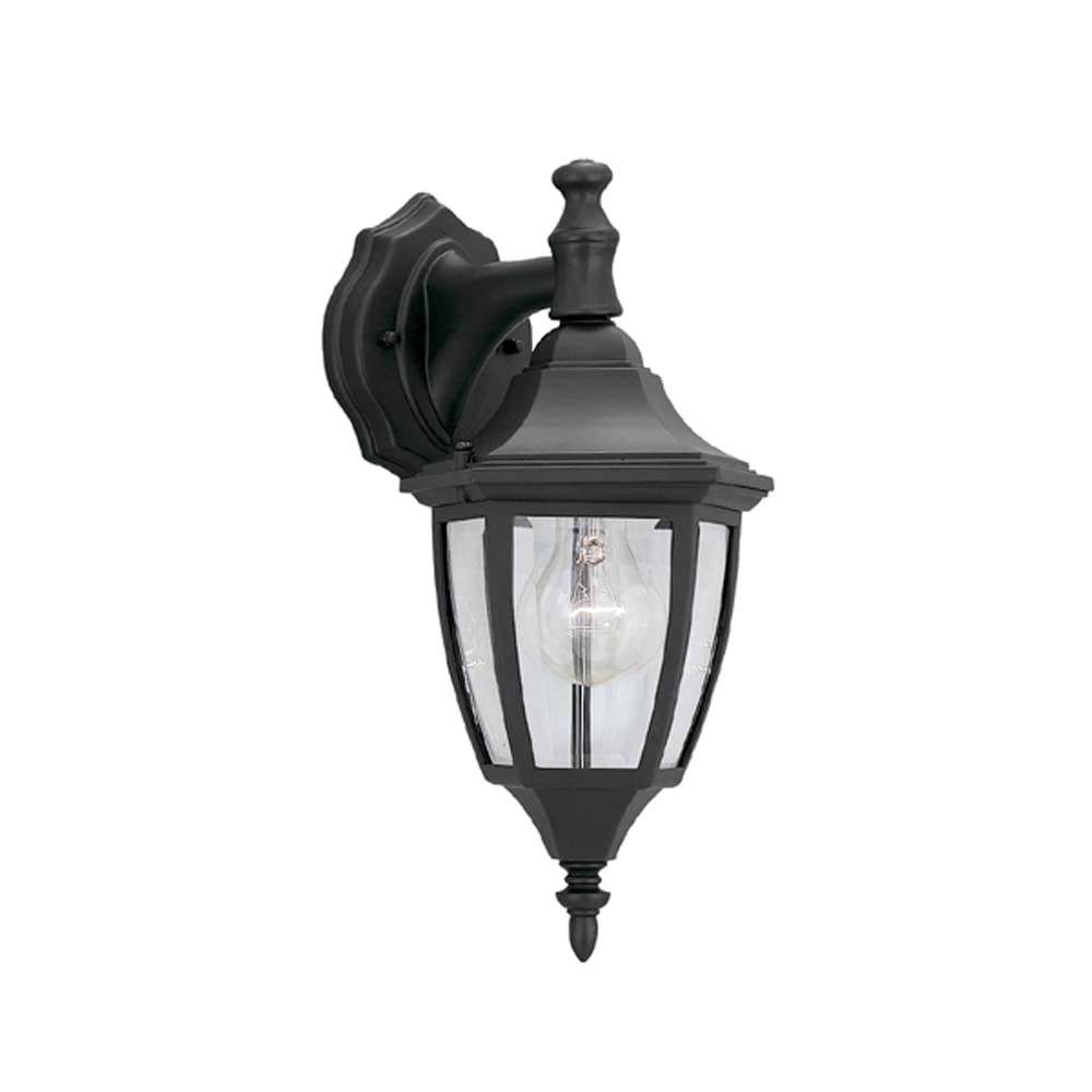 Designers Fountain 2461-BK Waterbury Fixture, 14.25 Inch Mount, Clear Glass Porch Lights for Front Door, Patio, and Garage, Blac