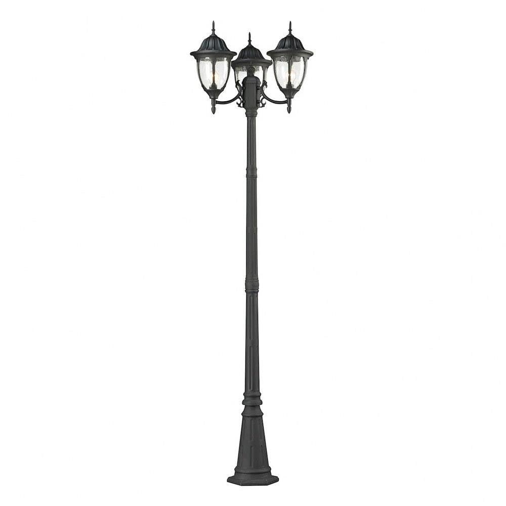 Elk Lighting 45089/3 Central Square 3-Light Outdoor Post Mount, Textured Matte Black, 91&quot;