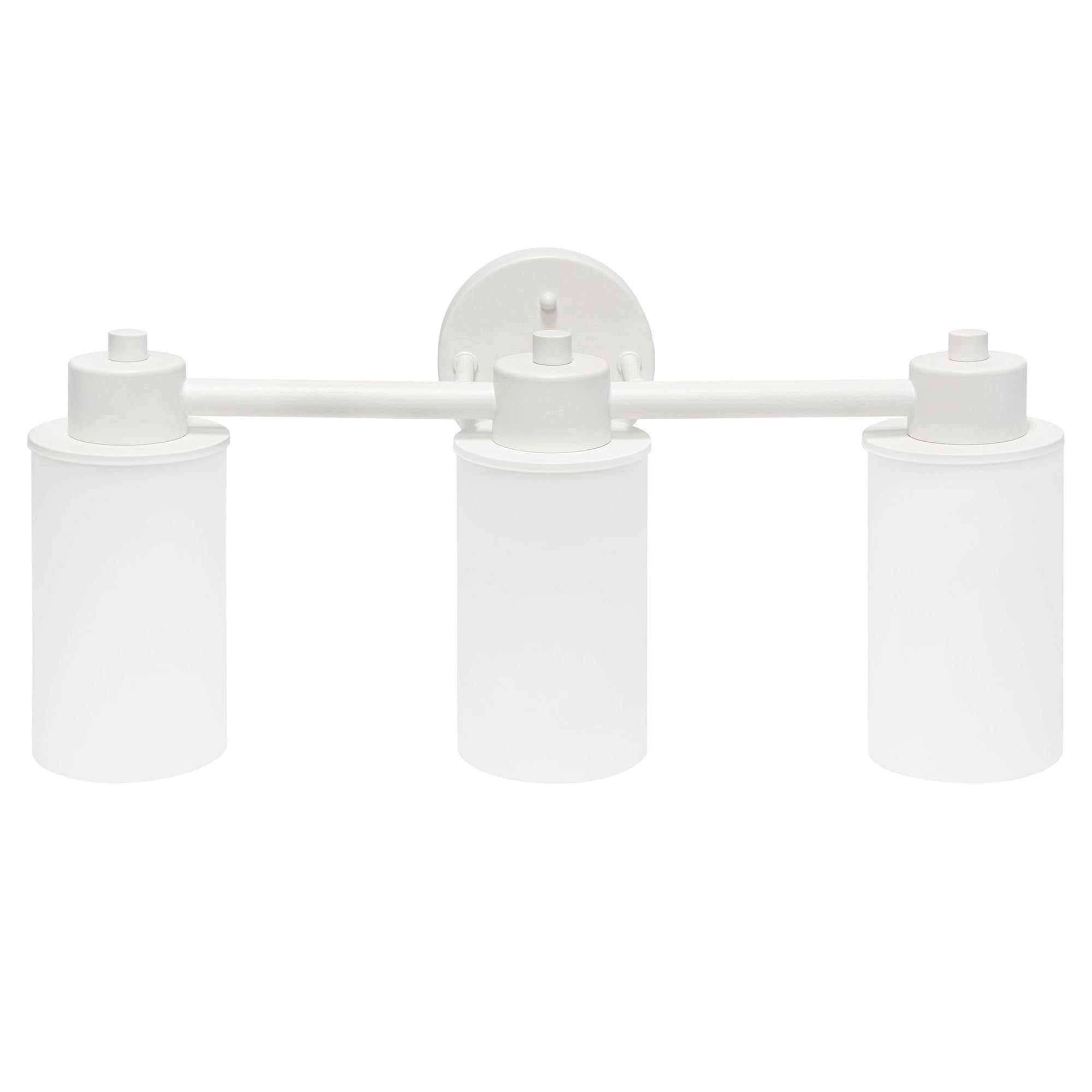 Lalia Home Vanity Light Fixture, Three Light Metal & Opaque Glass, 20.75inL x 6.5inW x 10inH, White, Model 1270-LHV-100