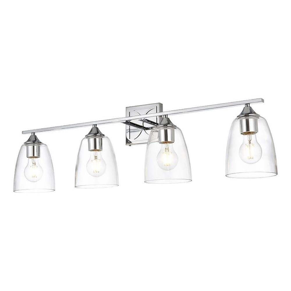 Living District Harris 4-Light Iron & Glass Bath Sconce in Chrome/Clear
