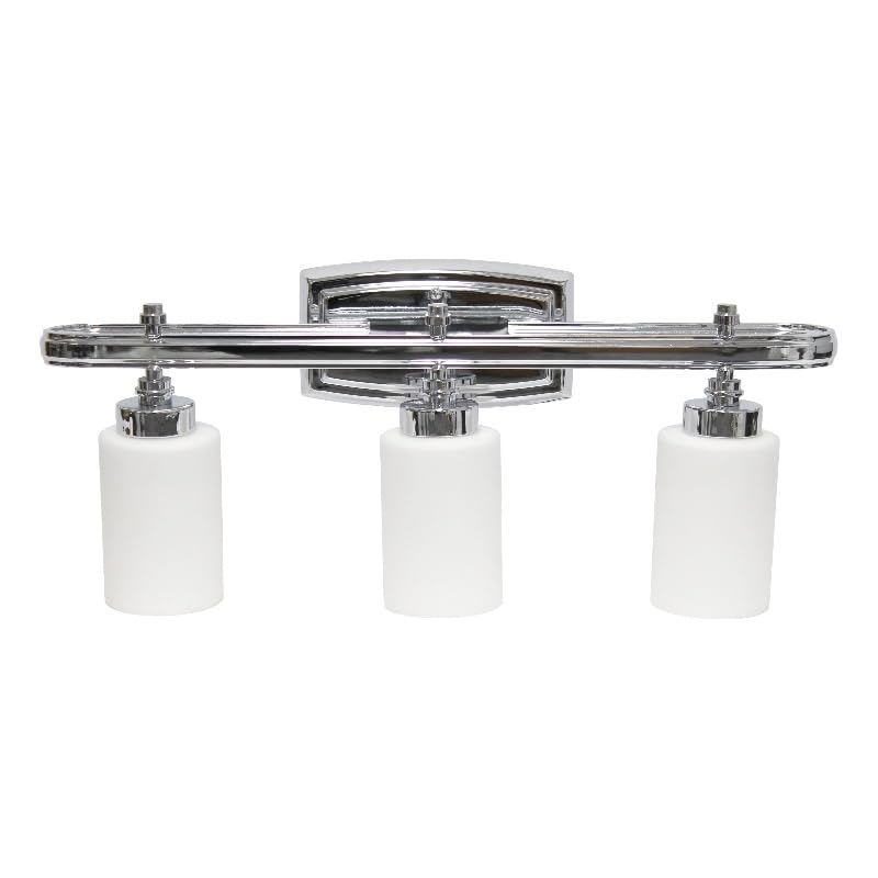 All The Rages 3-Light Metal Vanity Fixture, Chrome, Model LHV-1006-CH, Opaque Shade