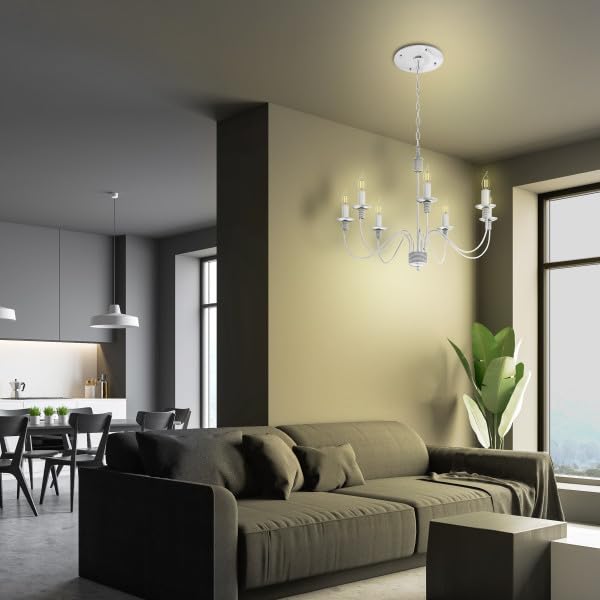 Feit Electric CA10 LED Light Bulb, Dimmable, 40W Equivalent, 5000K Daylight, Glass, 300 Lumens, 6-Pack