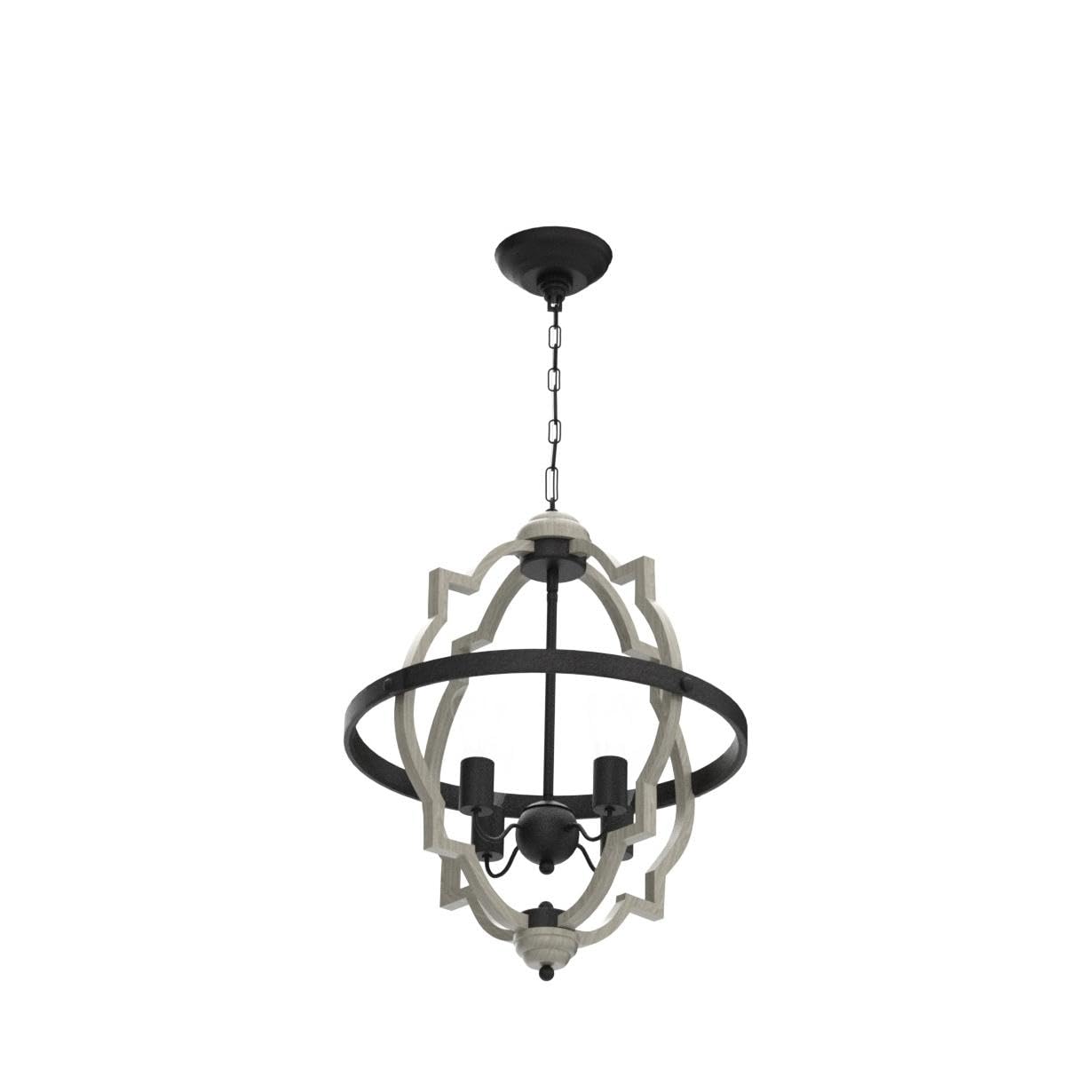 Meixisue Rustic Farmhouse Chandelier,Orb+Oak Finish,4-Light Vintage Antique Chandeliers Pendant Light Fixtures For Kitchen Dinin