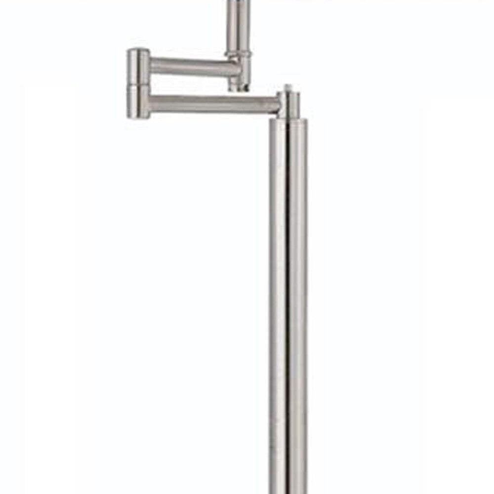 HomeRoots Swing Arm Floor Lamp with White Square Shade, 60 in., Nickel Finish