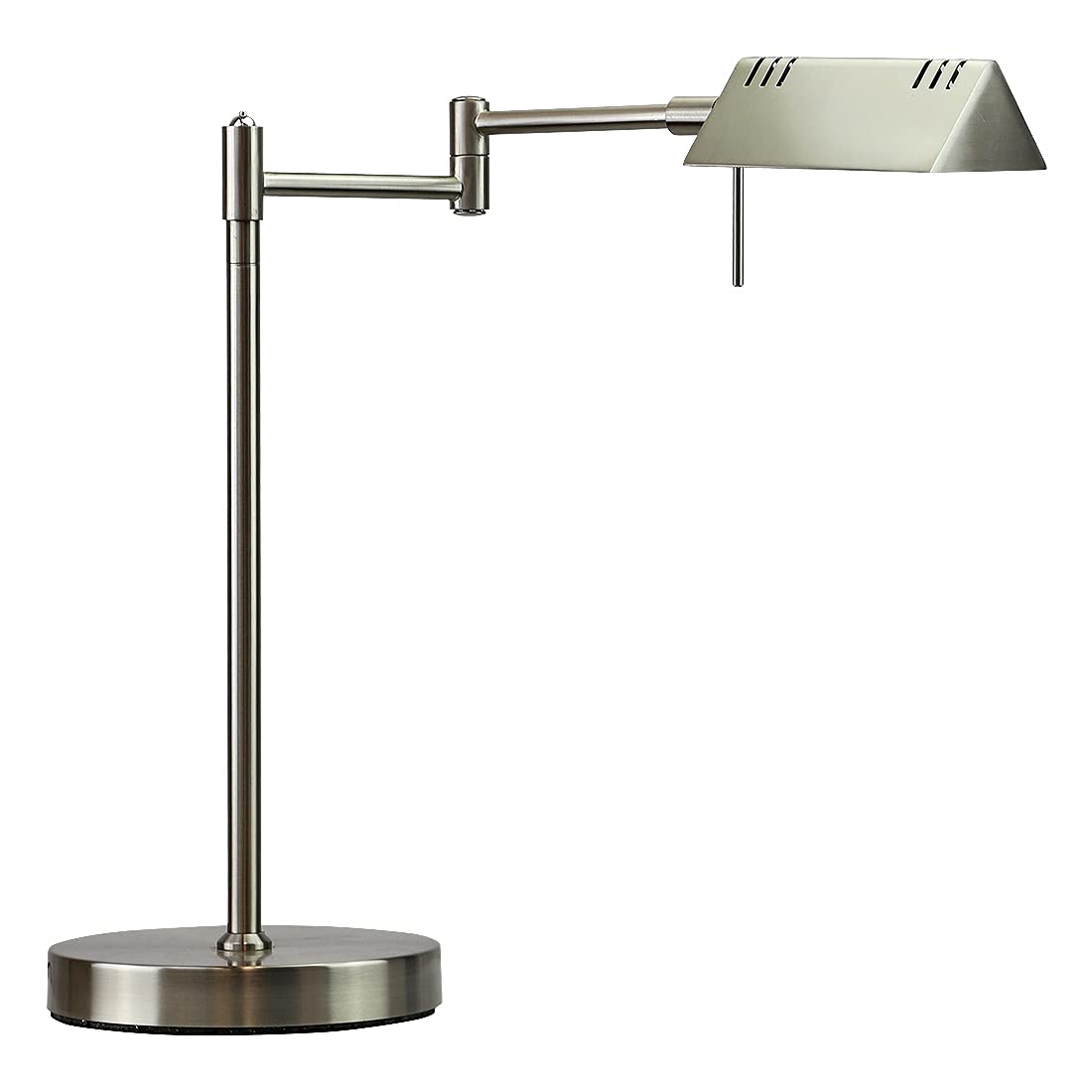 OBright LED Pharmacy Table Lamp, Full Range Dimming, 12W, 360° Swing Arms, Brushed Nickel, Model OB-DL05D-SL