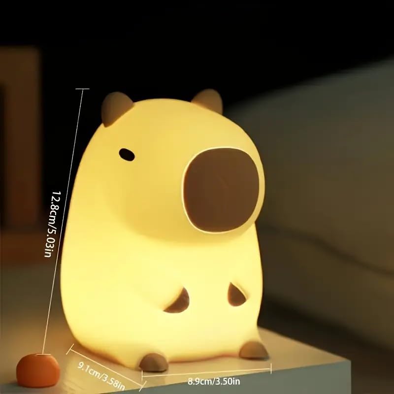 Night Light Cute Tangerine Led Squishy Novelty Animal Night Lamp Dimmable Soft Silicone Nursery Nightlight For Kids  Rechargeable Bedroom Touch Lamp  Dorm Decor  Baby Boys Girls Gift(Capybara)