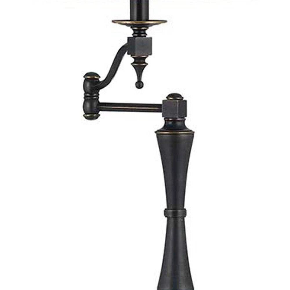 HomeRoots Bronze Swing Arm Floor Lamp with Brown Shade, 61 in. Tall