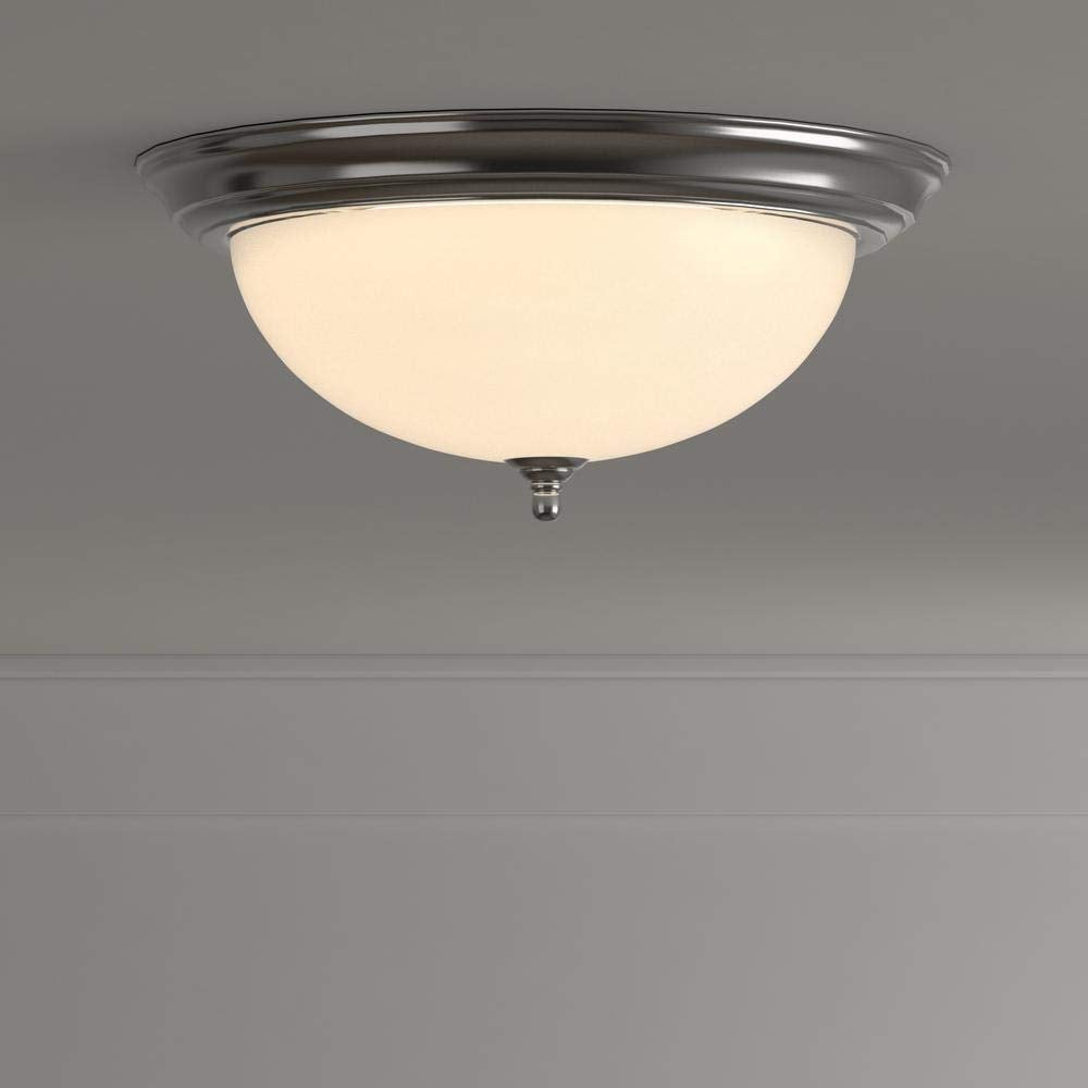 Progress Lighting P3926-09 Dome Glass Close-to-Ceiling Light Fixture, Alloy Steel, Nickel Finish
