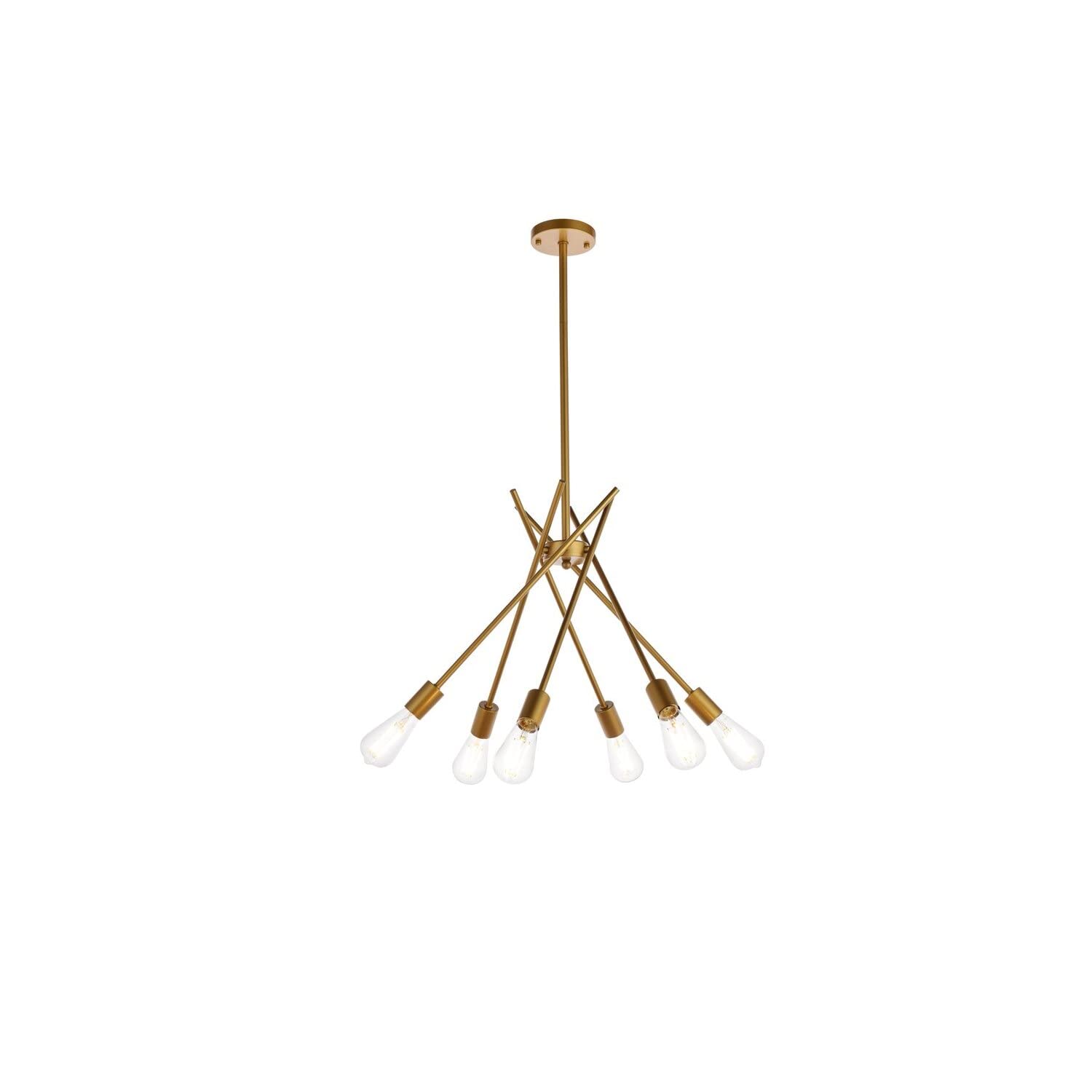 Living District Lucca 6-Light Mid-Century Metal Pendant in Brass
