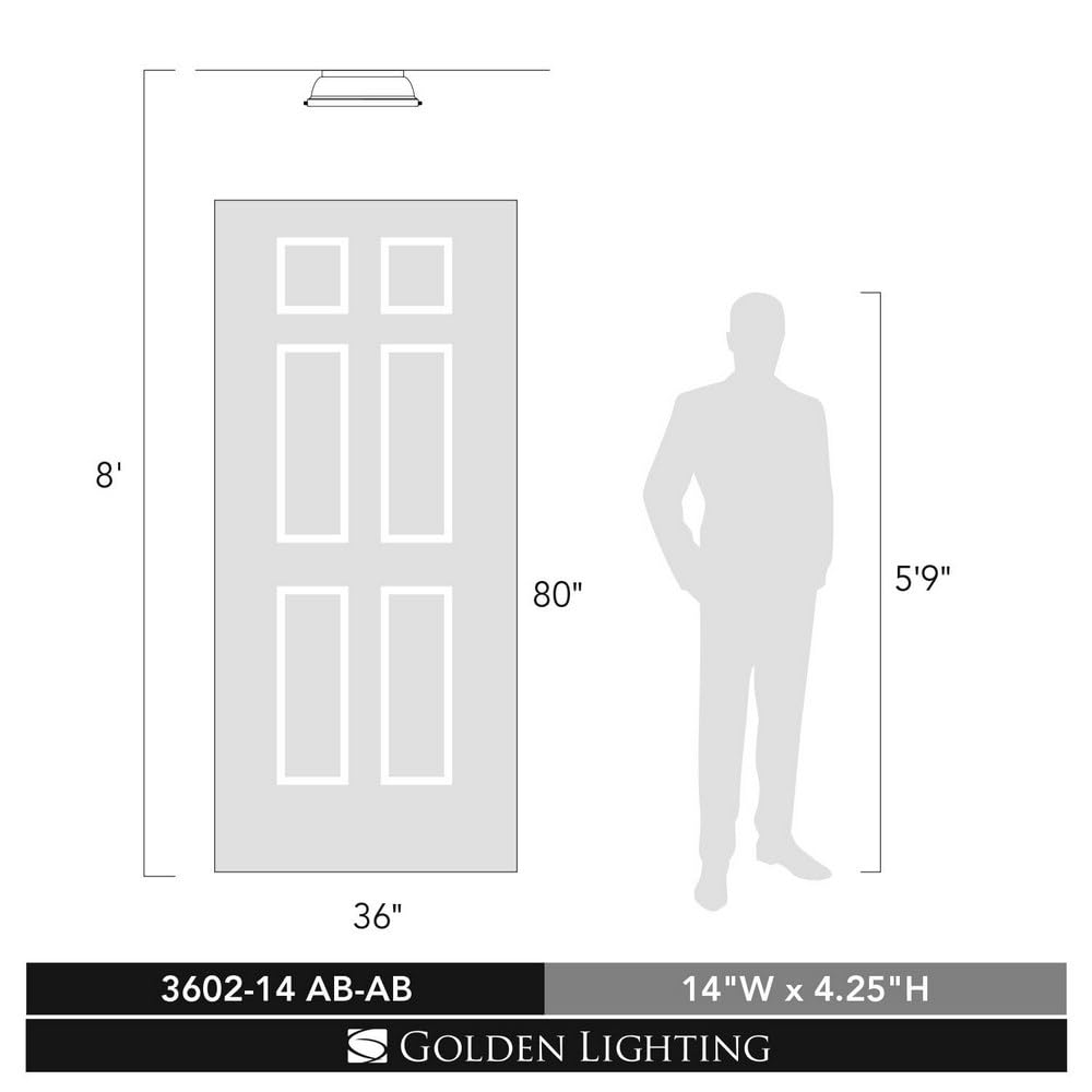 Golden Lighting Duncan Flush Mount Light, Matte Black, 14 in, Glass Shade, Model 3602-14 BLK-BK