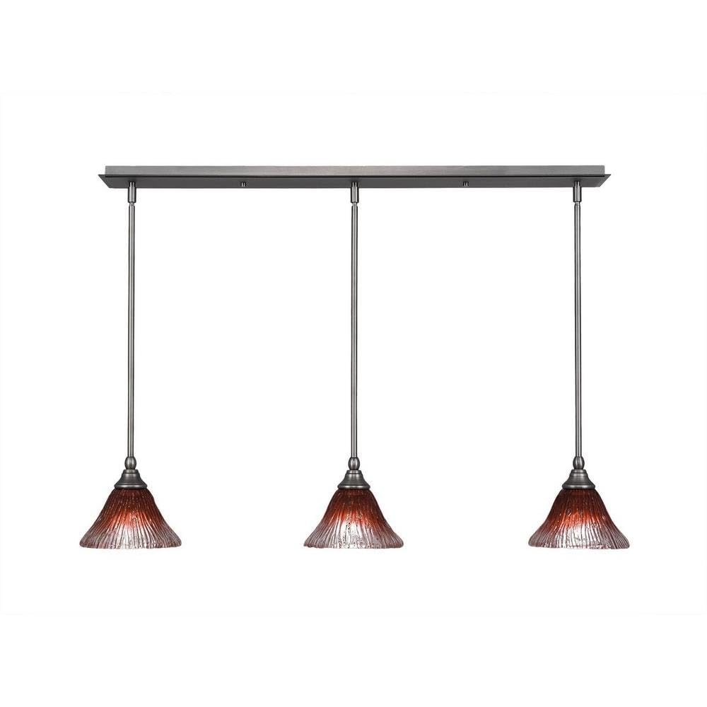 Toltec Lighting 3 Light Linear Pendalier In Brushed Nickel (36-Bn-756)