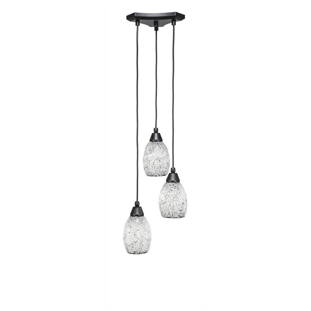 Toltec Lighting 28-Mb-4165 Europa 3 Light Multi-Light Mini Pendant With Black Fusion Glass, 5&quot;, Matte Black