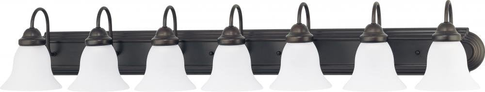 Nuvo 60/3155 Seven Wall-Vanity Light Fixture, 7, Mahogany Bronze/Frosted Glass