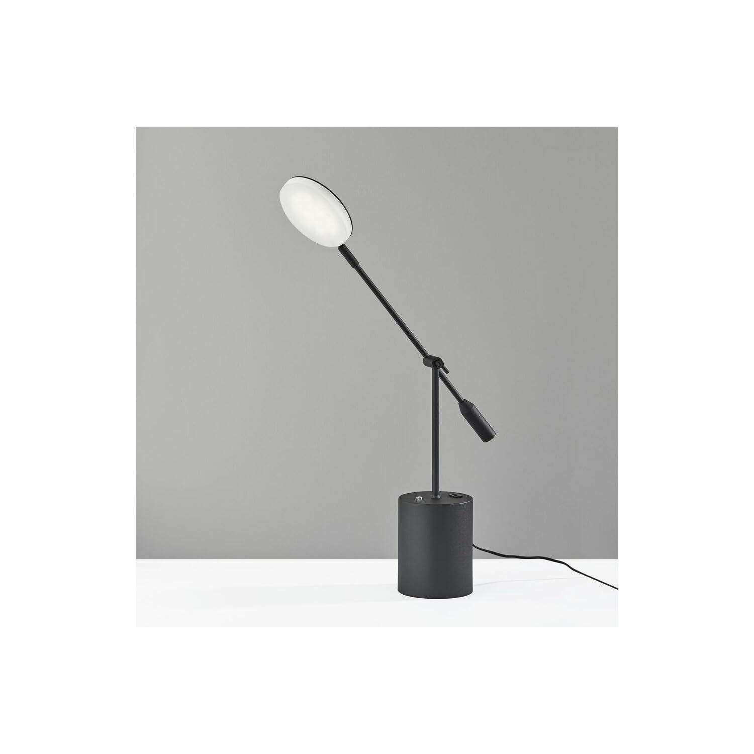 Homeroots Three Color Adjustable Floor Lamp Black Metal Saucer Led