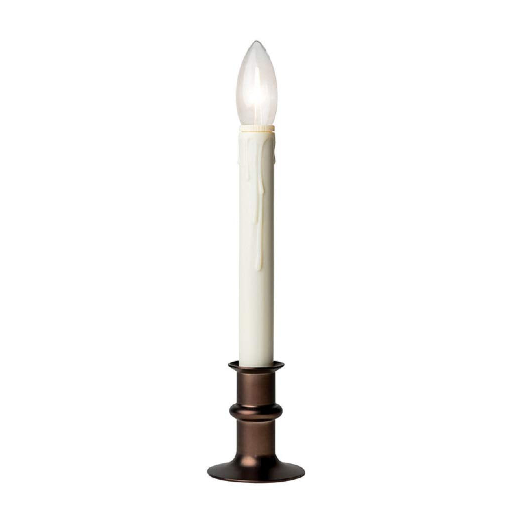 Battery Operated Led Window Candles With Streetside Brightness Dual Led Bulb With Daily Timer And Adjustable Height (Bronze)