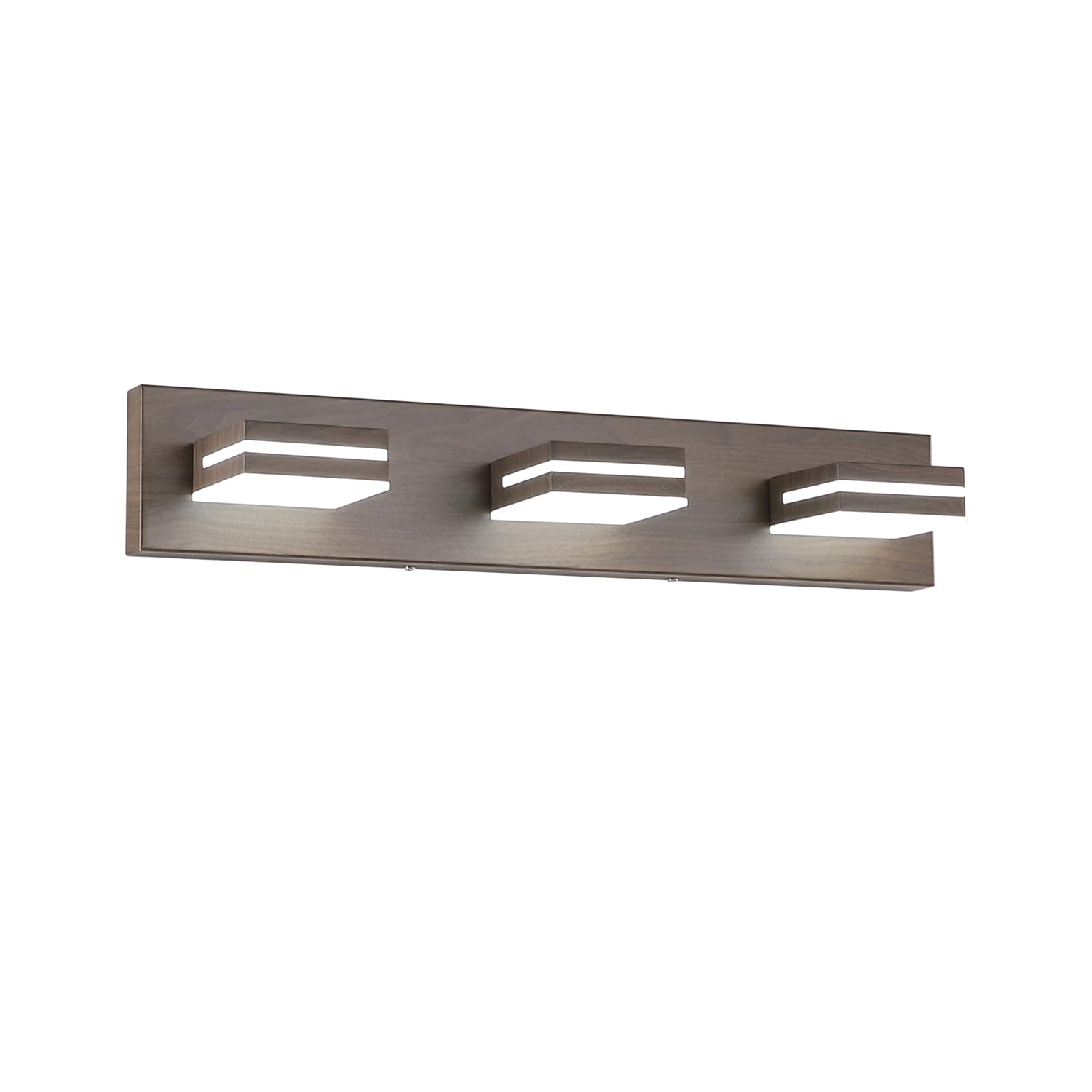 Sinerise Led Modern Bathroom Vanity Light Fixtures (3-Light, 24-Inch), Brown Wood Painted Modern Acrylic Bathroom Wall Lighting