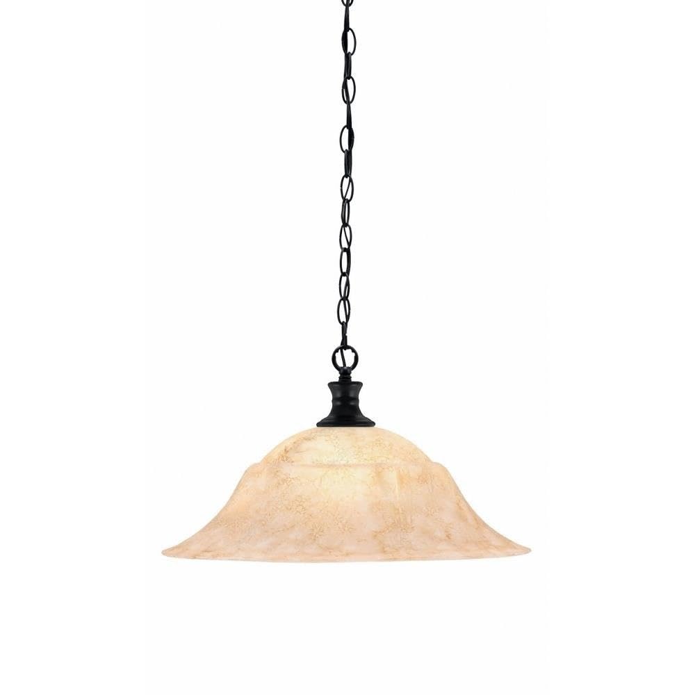 Toltec Lighting 96-MB-53818 Chain - 1 Light Chain Hung Pendant-11.25 Inches Tall and 20 Inches Wide, Finish Color: Matte Black, Glass Color: Italian Marble