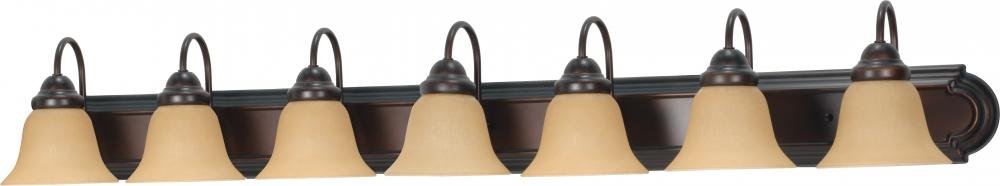 Nuvo 60/1268 Wall-Vanity Light Fixture, 7, Mahogany Bronze/Champagne Glass