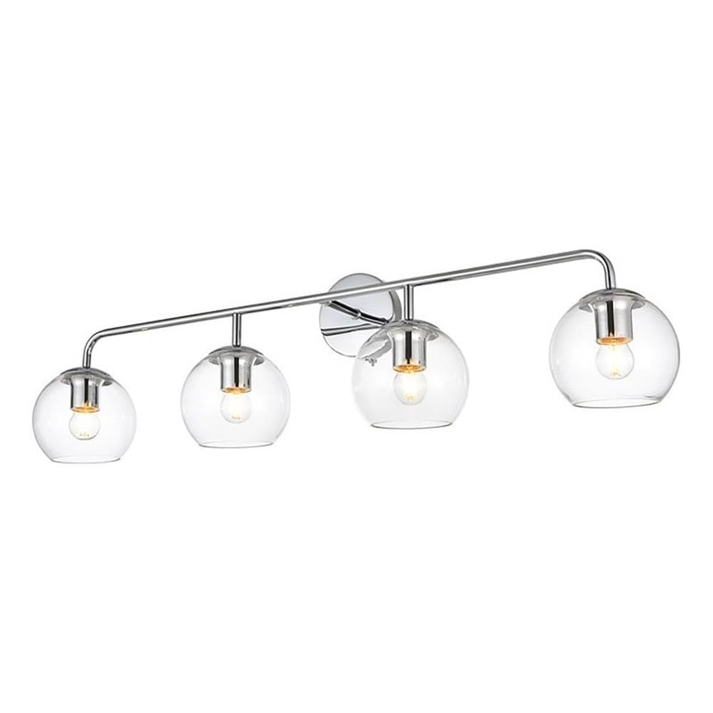 Living District Genesis 4-Light Iron & Glass Bath Sconce in Chrome/Clear