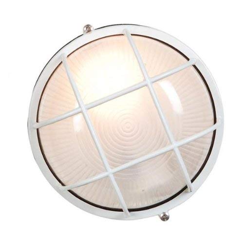 Access Lighting Nauticus Round Bulkhead Light - 7in Diameter, White Finish, Frosted Glass Shade, Model 20294-WH/FST