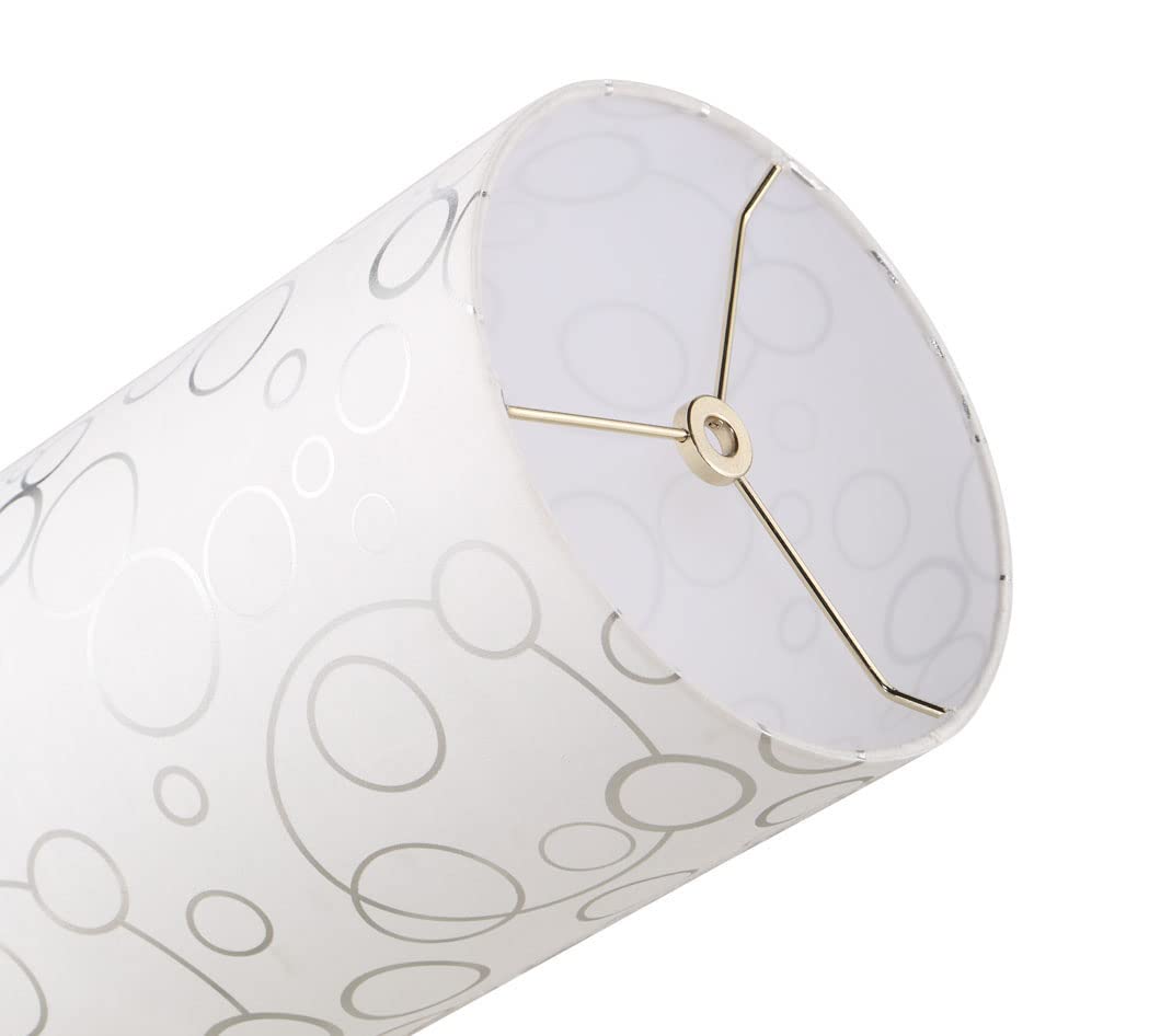 Aspen Creative 31304, Contemporary Design Hardback Drum Spider Lamp Shade, Off White With Circle Pattern, 8&quot; Top X 8&quot; Bottom X 11&quot; Height