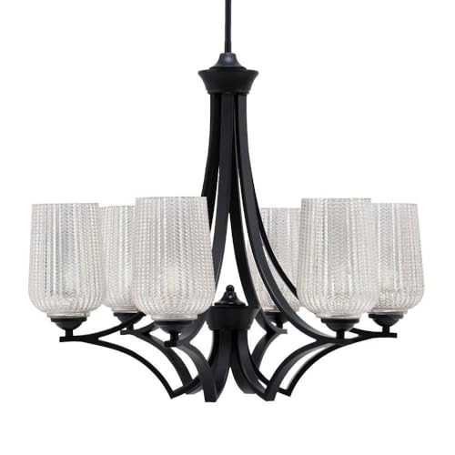 Toltec Lighting 566-Mb-4253 Zilo - 6 Light Uplight Chandelier-23 Inches Tall And 25.75 Inches Wide, Finish Color: Matte Black, Glass Color: Silver Textured