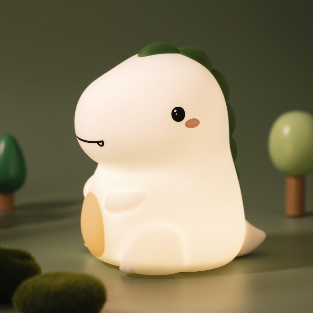 KinYiLO Dinosaur Night Light, Cute Nursery Nightlight for Baby,Toddler,Kids, Dino Silicone Lamp Dimmable, Sleeping Companion Bed