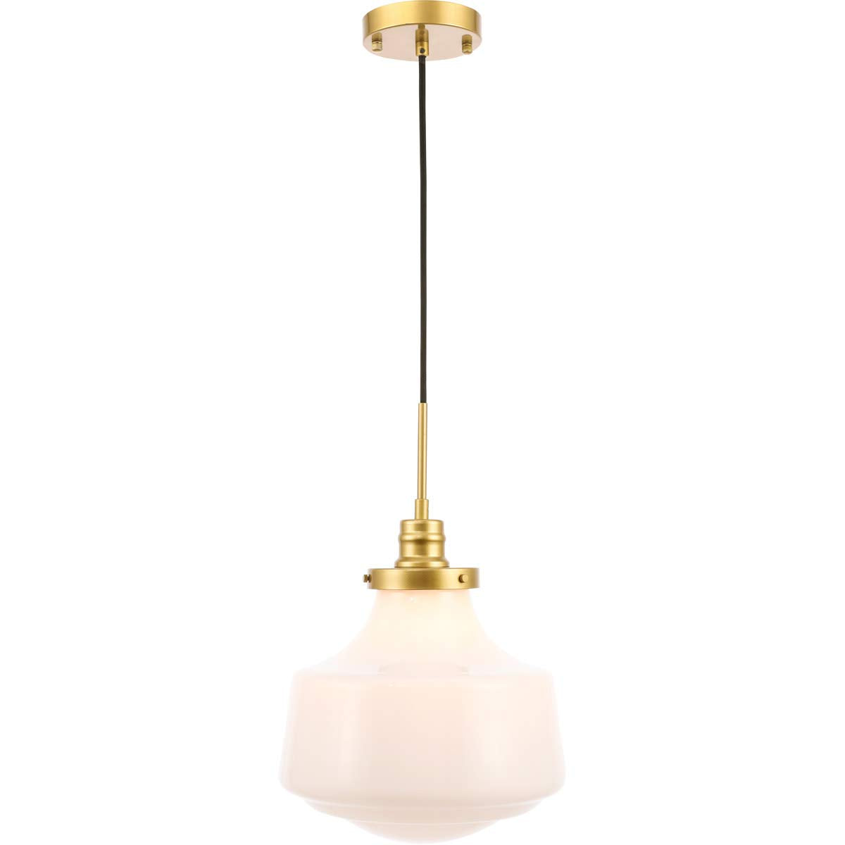 Living District Lyle 1-Light Metal Pendant in Brass and Frosted White Glass