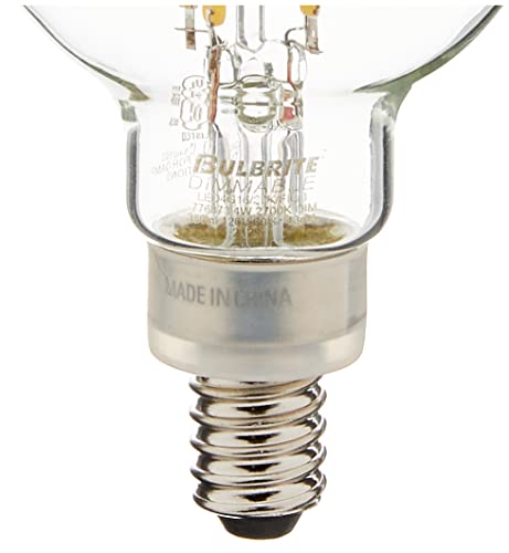 Bulbrite 776873 4 Watt Led G16 Clear Decorative Globe Candelabra (E12) Base, 2700K Light Bulb