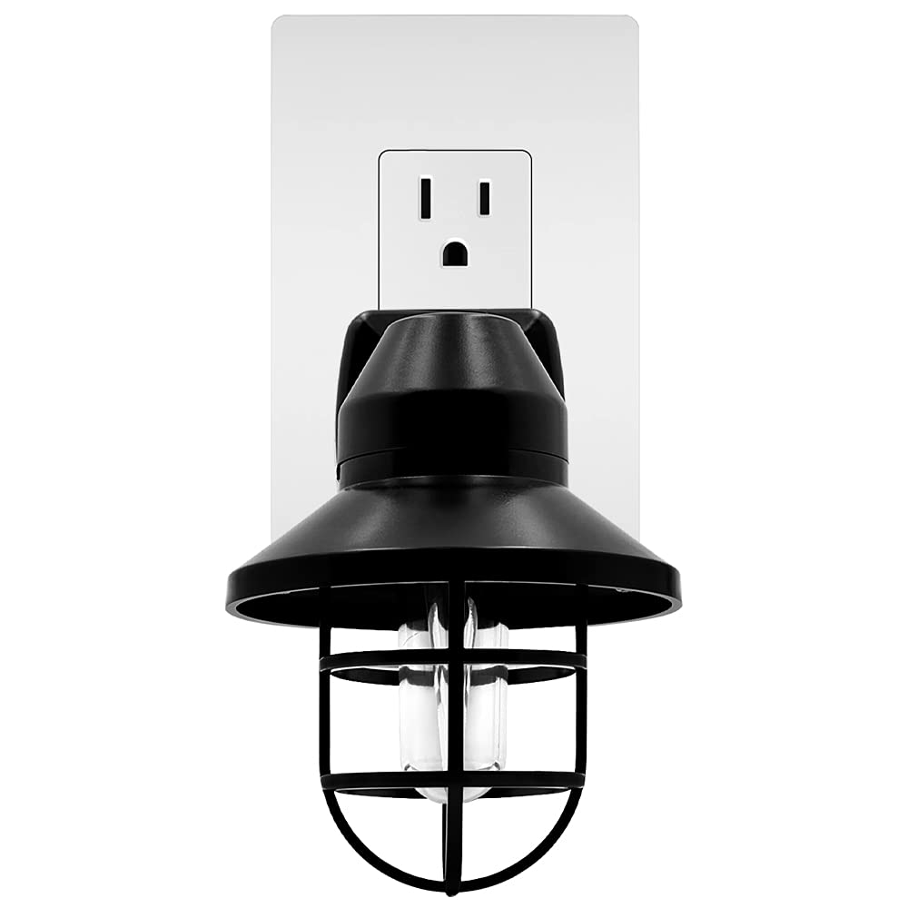 Maxxima Decorative Vintage Led Night Light - Farmhouse Plug-In Wall Outlet Light, 3000K Warm White, Features Automatic Dusk-To-D