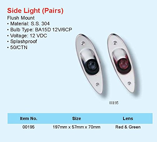 Pactrade Marine Boat Navigational Side Bow Tear Drop Lights Stainless Steel Flush Mount