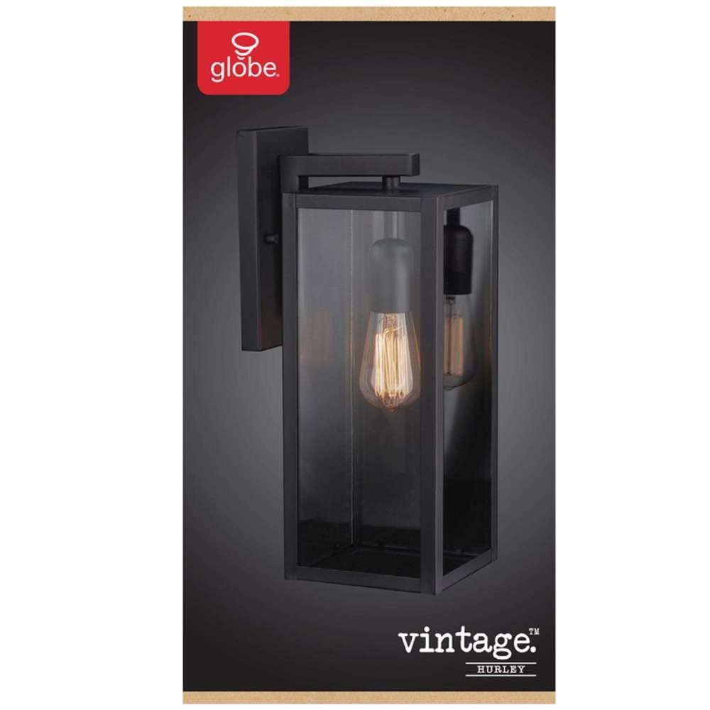 Globe Electric Vintage Wall Sconce 1-Light Matte Black, Model 3001852, One Size, Plastic Material