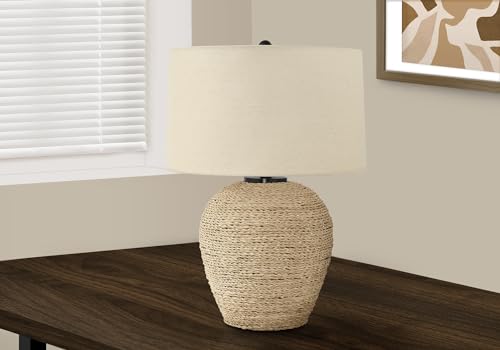 Monarch Specialties I 9713 Lightingtable Lamp, Rattan, Beige Shade, Transitional