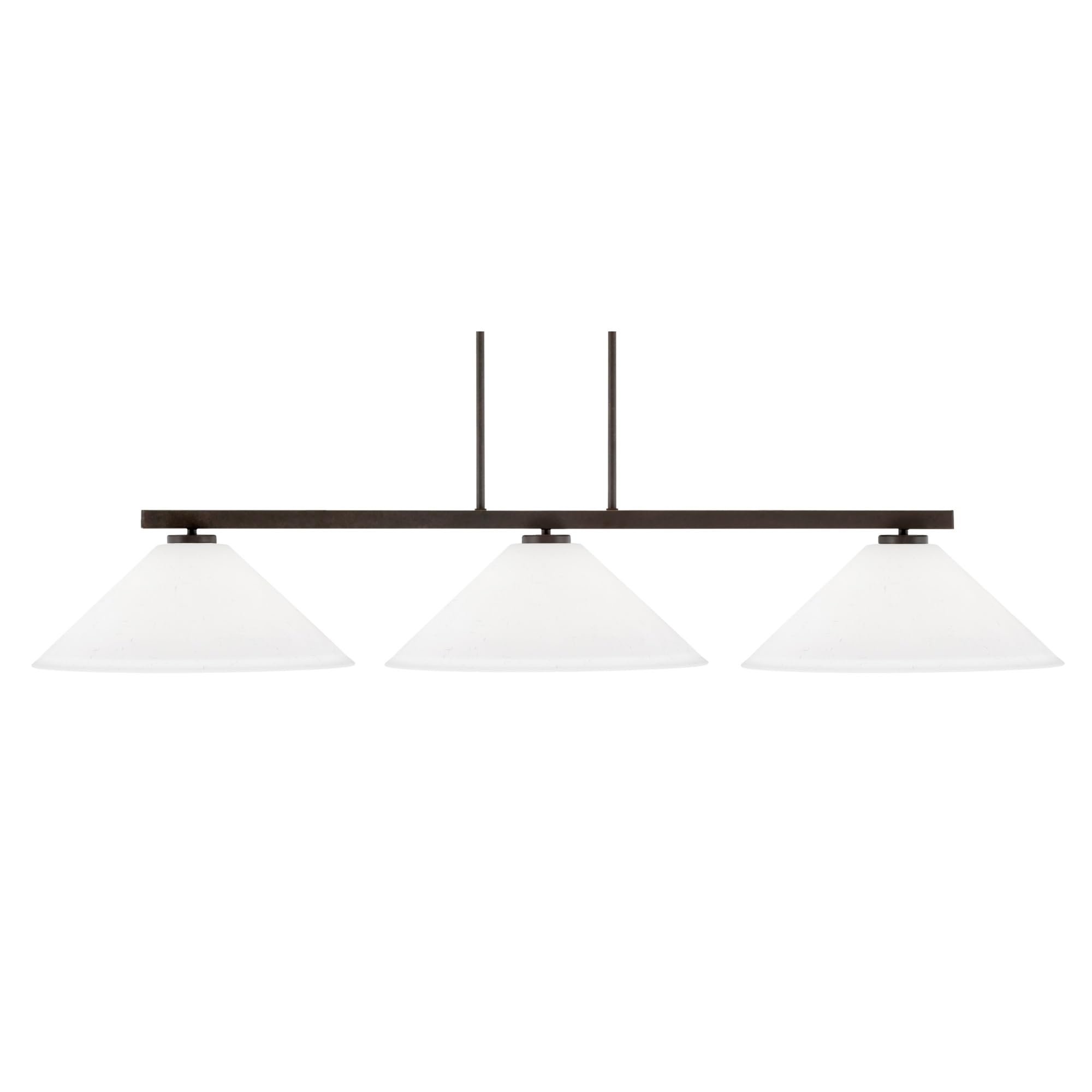 Toltec Lighting Atlas 3 Light Bar, Dark Granite Finish, 16in White Muslin Glass