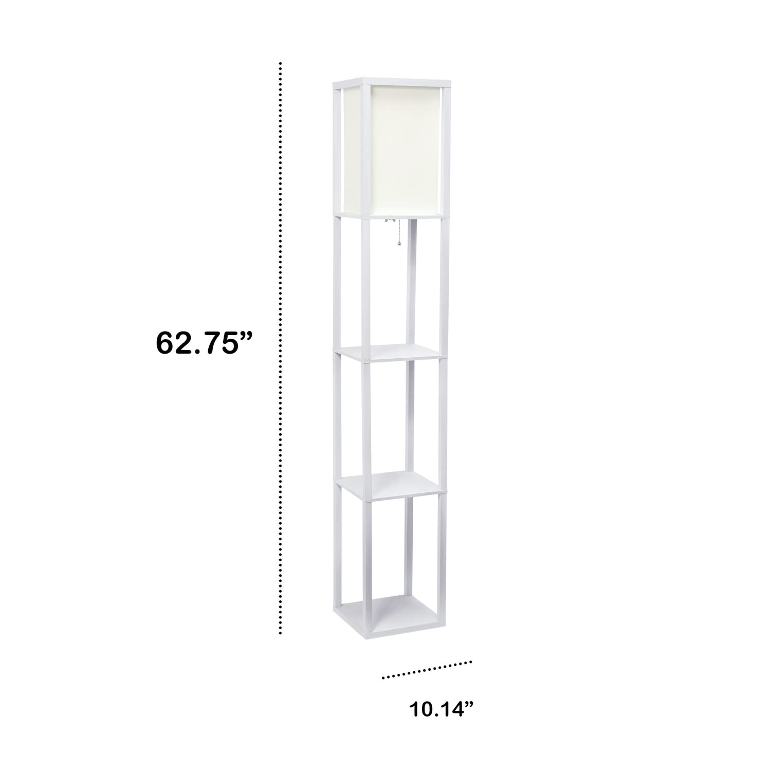 Lalia Home White Column Shelf Floor Lamp With Linen Shade - Elegant Wood Design