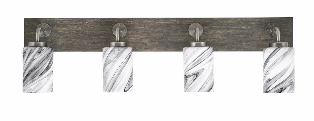 Toltec Lighting 1774-Gpdw-3009 Oxbridge - 4 Light Bath Bar-10 Inches Tall And 36 Inches Length, Finish Color: Graphite/Painted Distressed Wood-Look Metal, Glass Color: Onyx Swirl
