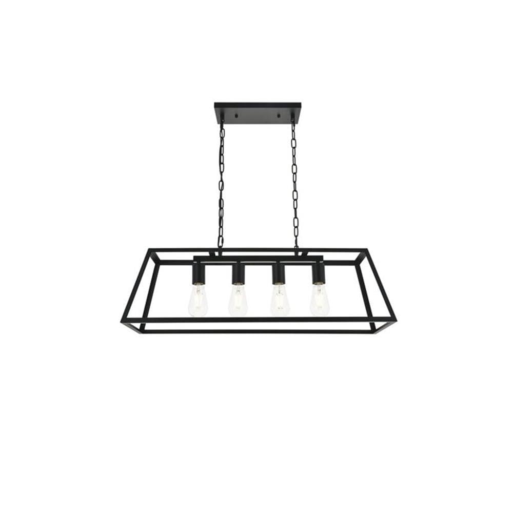 Elegant Lighting Living District Resolute 4-Light Mid-Century Metal Pendant in Black