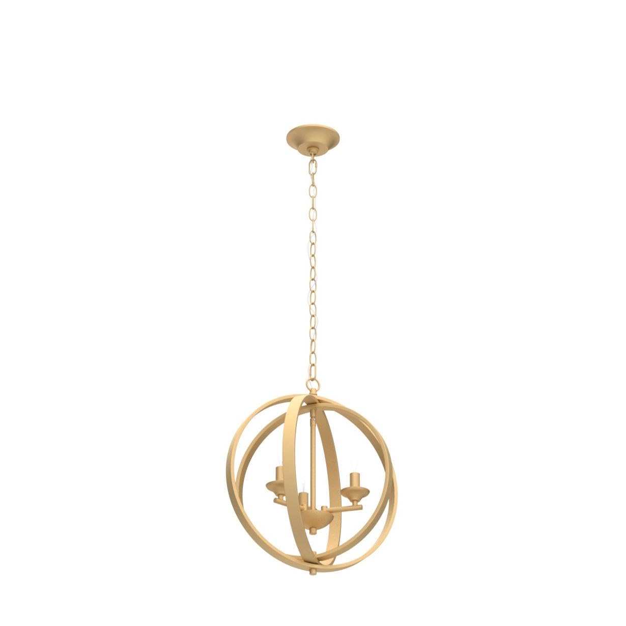 KSANA Gold Orb Chandelier - Modern 3-Light Fixture for Dining, Living Room, Bedroom, Foyer, Kitchen - Metal Construction