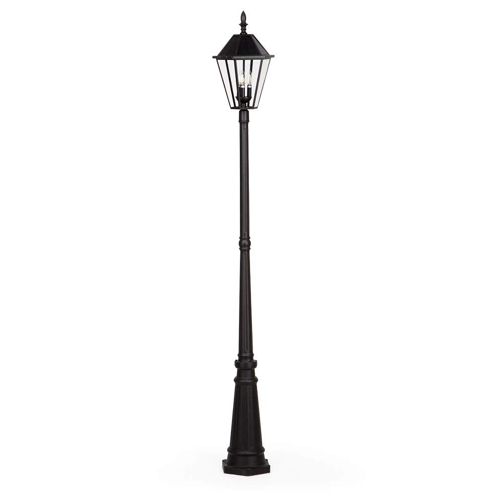 LUTEC LED Post Solar Light Outdoor Vintage Street Light Aluminium Glass 6951301189 Head+Post Color: Silver